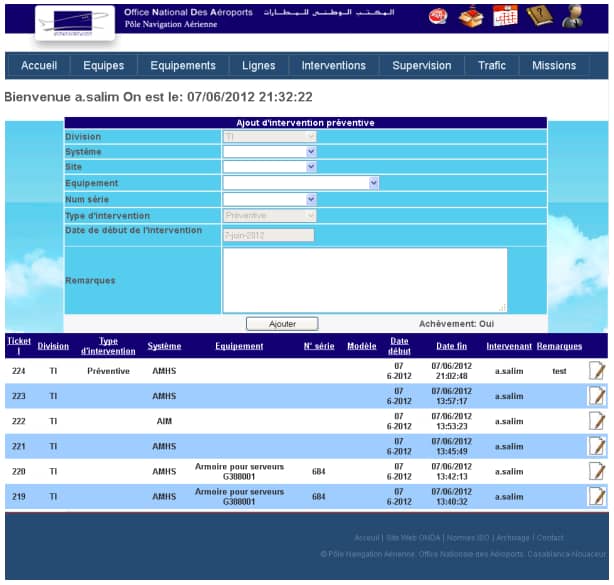 Base de données pour la gestion de la maintenance des systèmes de contrôle du trafic aérien